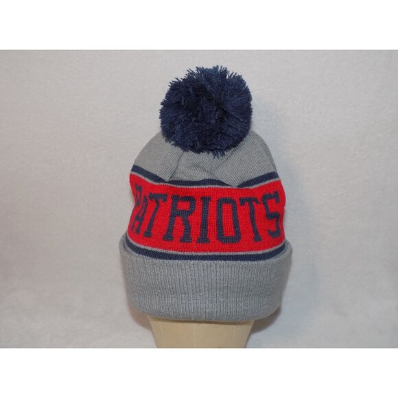 New England Patriots Beanie Pom Pom New Era Football NFL (Red-Grey) - Picture 3 of 4